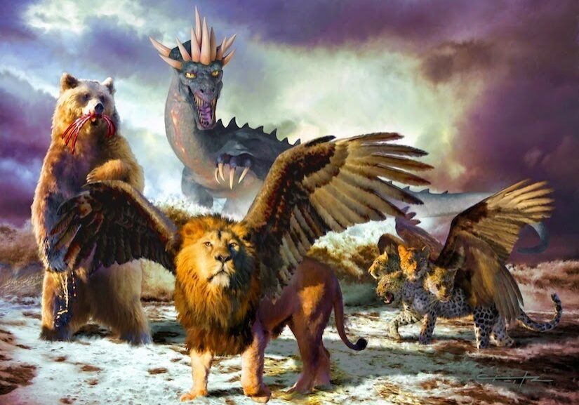 daniel 7 vision, daniel vision in daniel 7, daniel 7 vision 4 beasts, bible prophecy