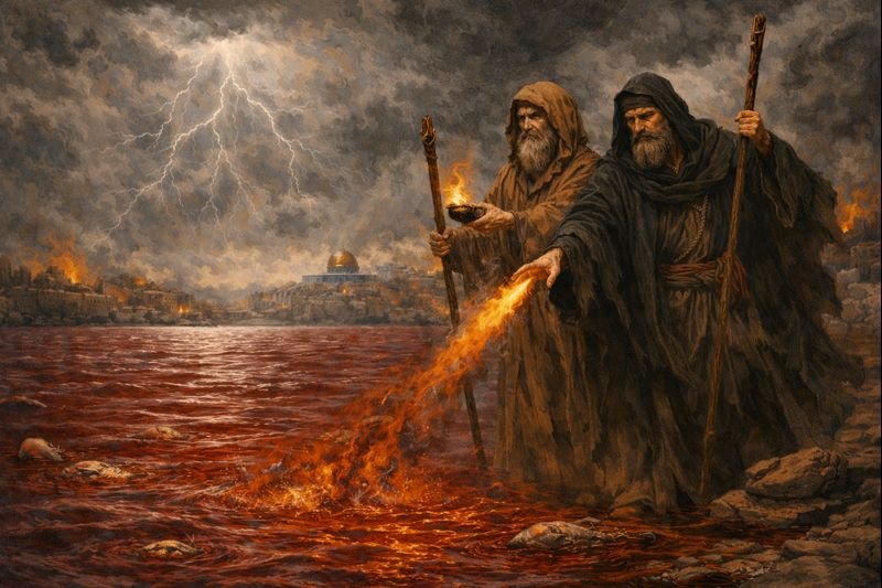revelation 11, 2 witnesses in revelation 11, 7th trumpet in revelation 11, 7th trumpet judgement in revelation, waters to blood