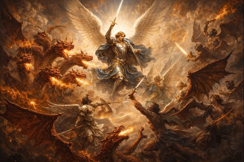 Revelation 12 - A Woman, A Dragon, And A Baby 5 revelation 12, woman in revelation 12, red dragon in revelation 12, michael and angels fighting satan, book of revelation, israel in revelation