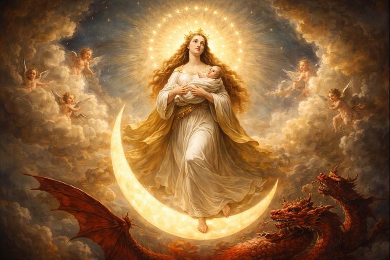 Revelation 12 - A Woman, A Dragon, And A Baby 1 revelation 12, woman in revelation 12, red dragon in revelation 12, michael and angels fighting satan, book of revelation, israel in revelation