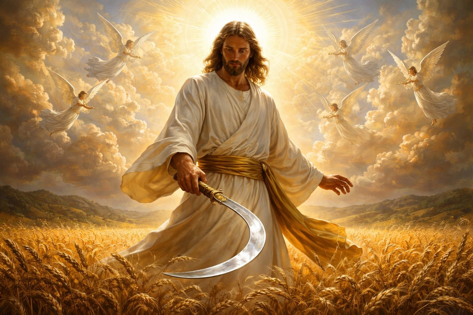 Revelation 14 - 144,000, 3 Angels, And God's Wrath 8 revelation 14, son of man with a sickle in revelation, wrath of god, great tribulation in revelation, second coming of jesus