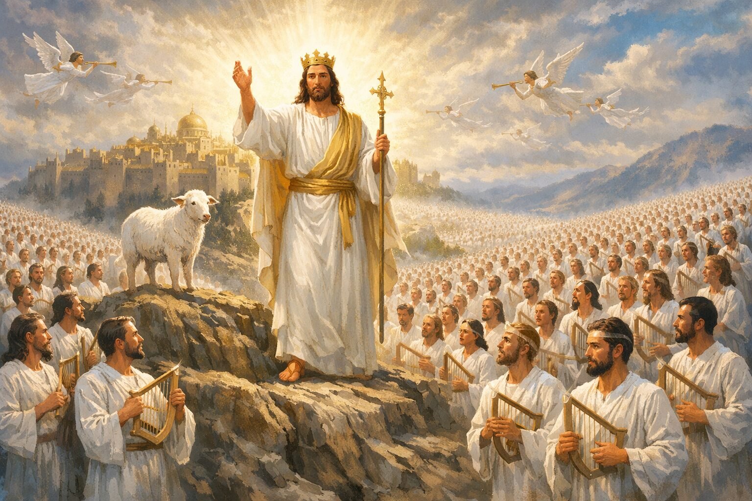 Revelation 14 - 144,000, 3 Angels, And God's Wrath 2 revelation 14, jesus with 144,000, 144,000 in revelation, 3 angels, jesus returns to earth, book of revelation, god's wrath and judgement