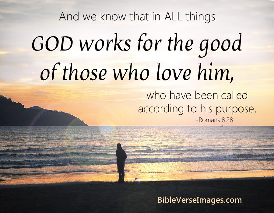 god turns suffering into good, romans 8 28-29, god uses all things for good
